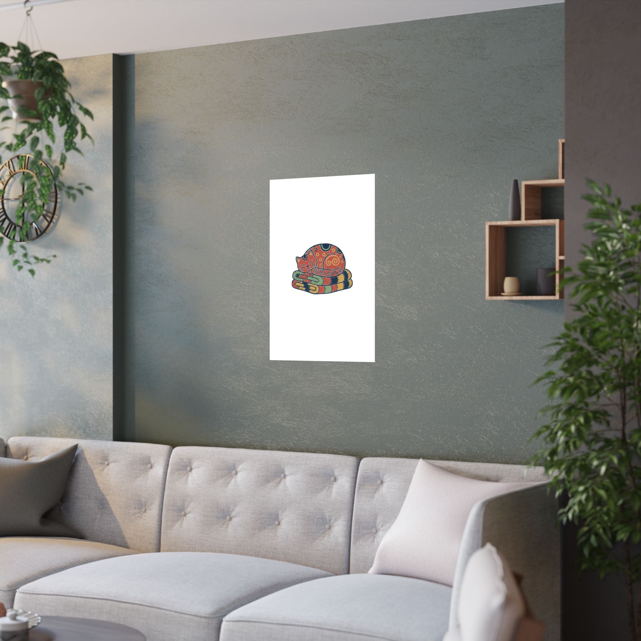 Cat On Quilt Poster