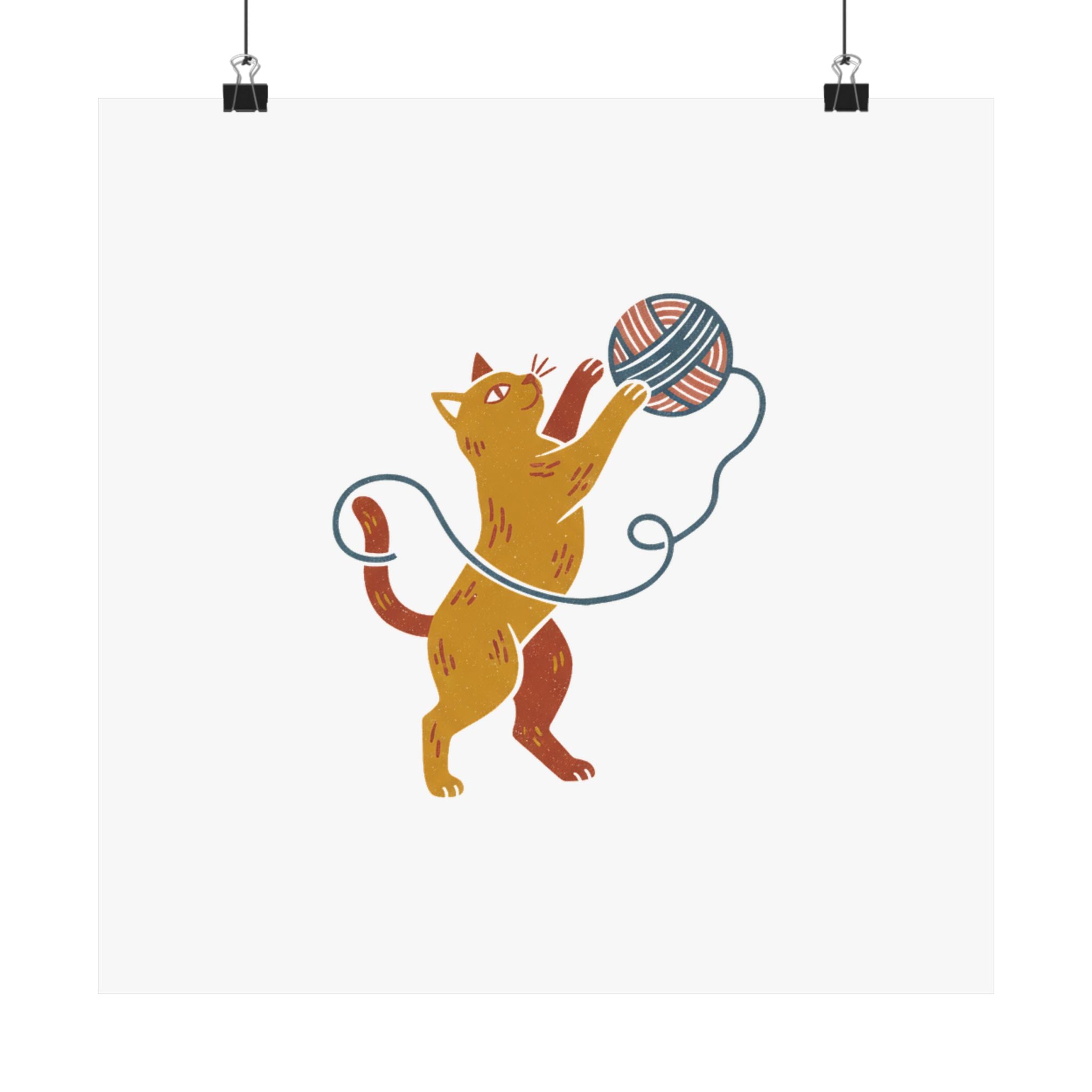 Cat Yarn Ball Poster