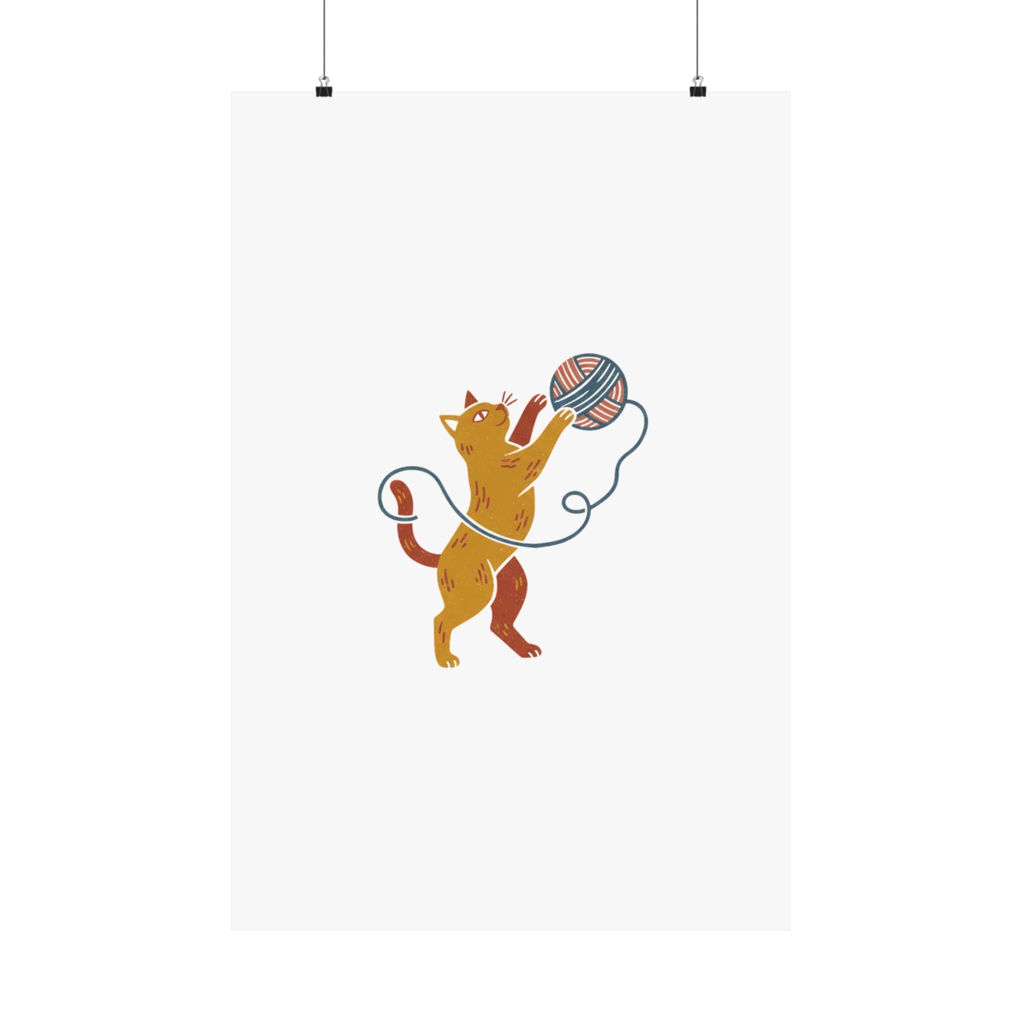 Cat Yarn Ball Poster