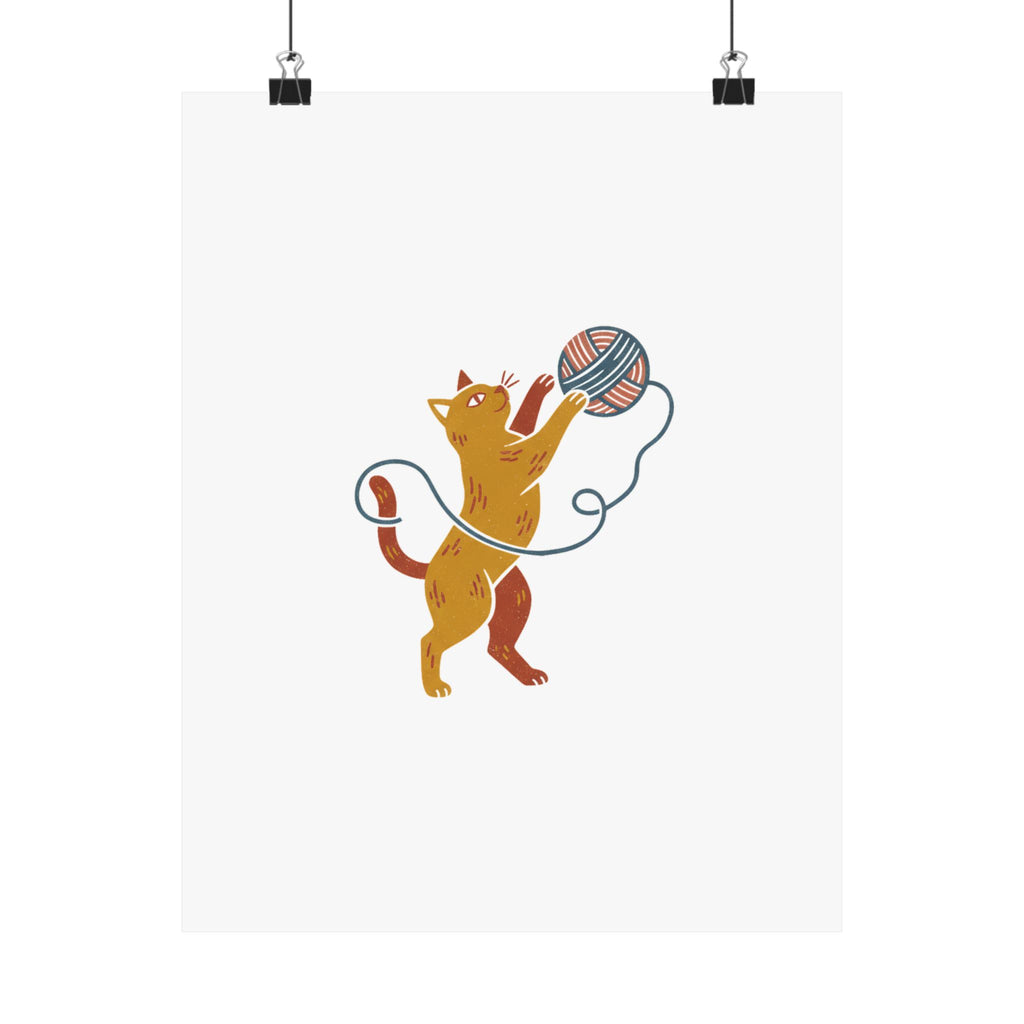 Cat Yarn Ball Poster