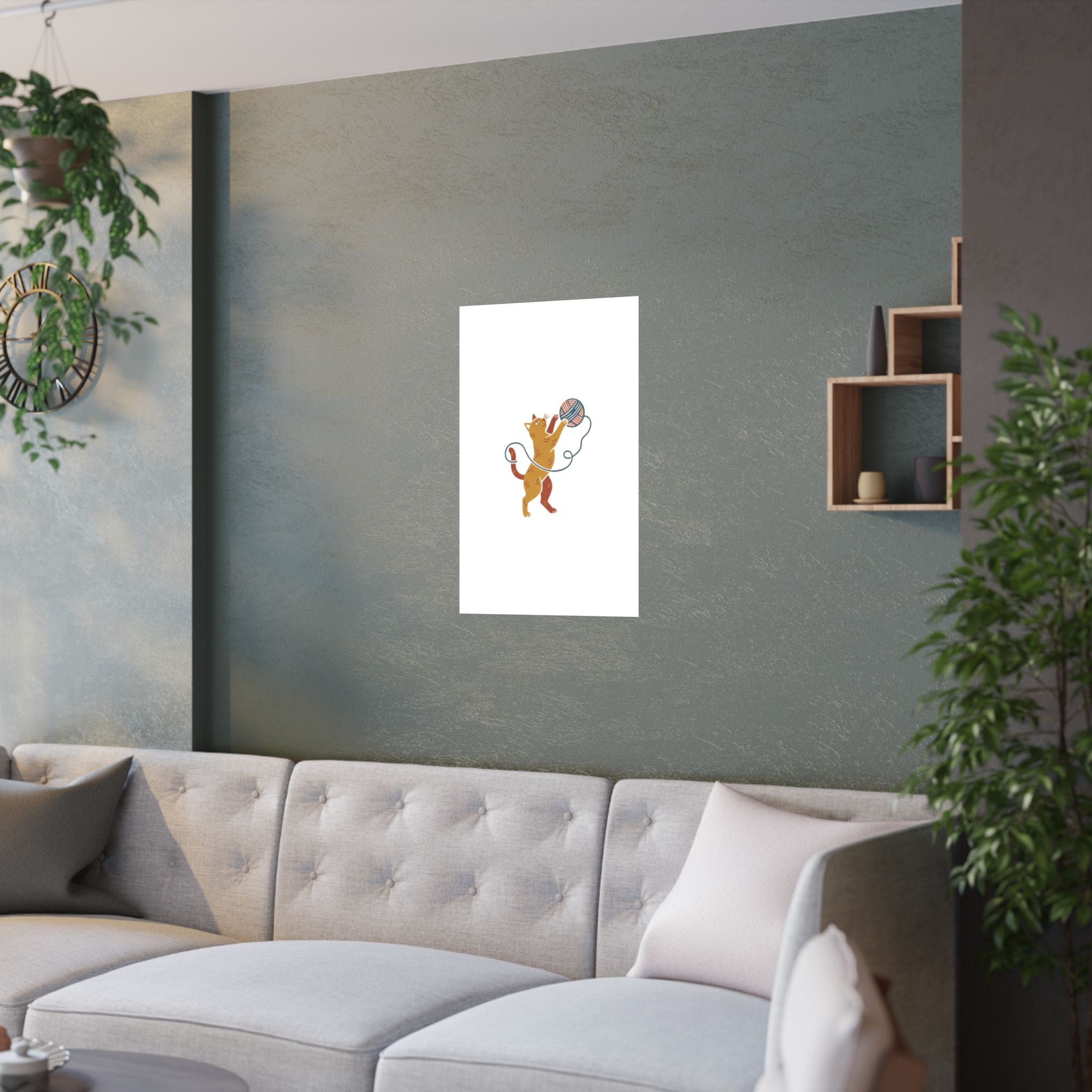 Cat Yarn Ball Poster