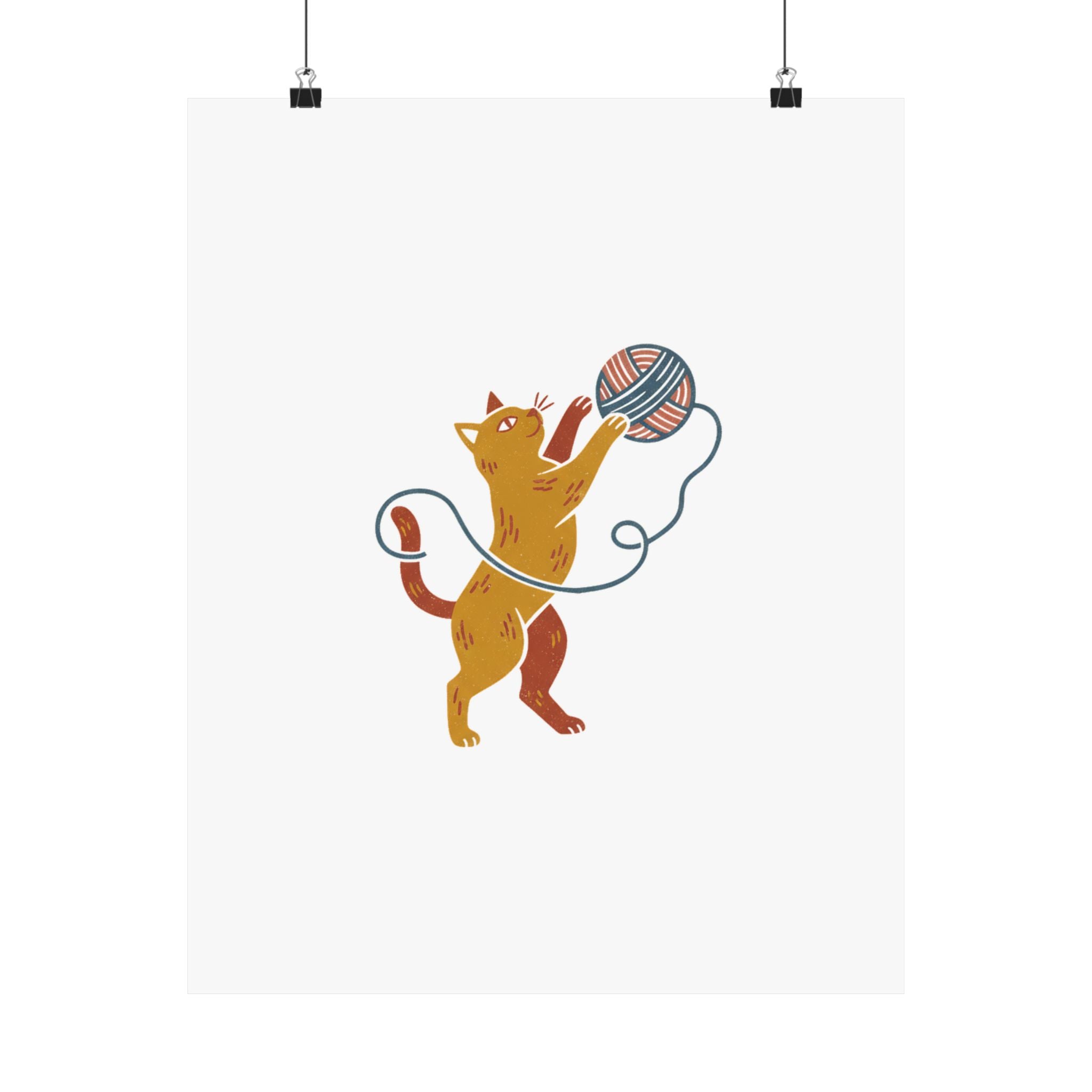 Cat Yarn Ball Poster