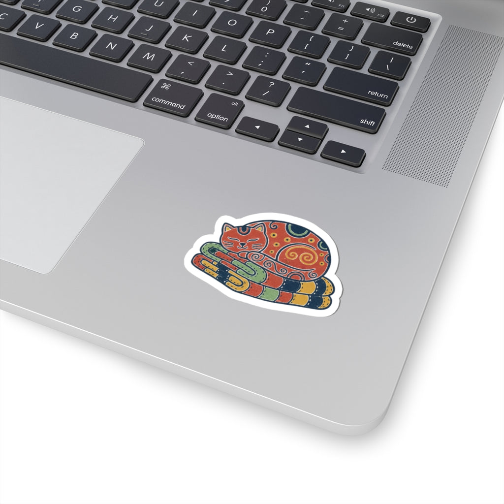Cat On Quilt Sticker