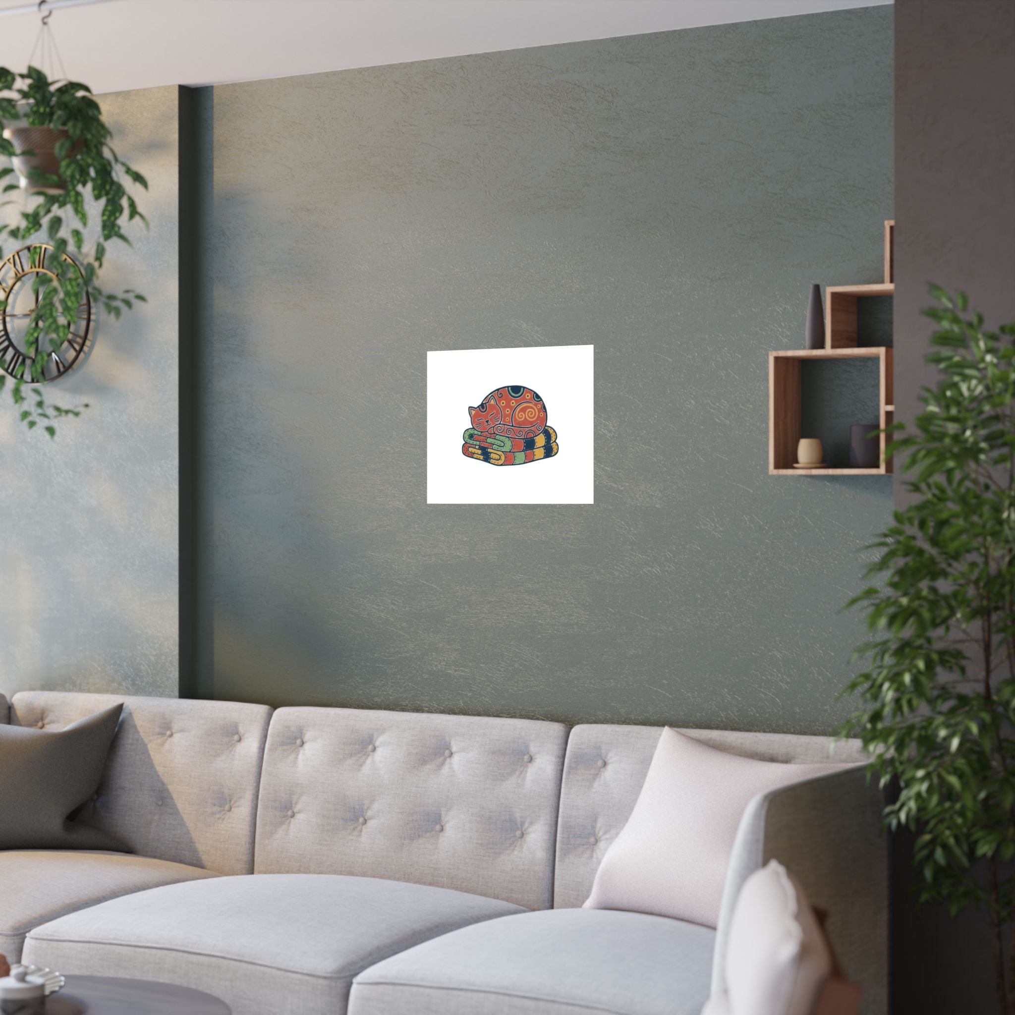 Cat On Quilt Poster