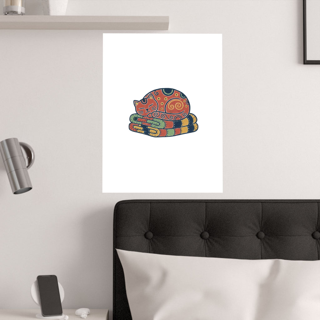 Cat On Quilt Poster