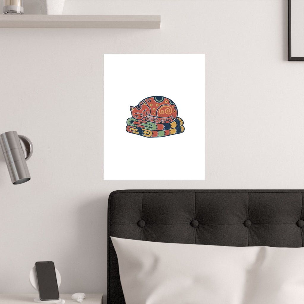 Cat On Quilt Poster