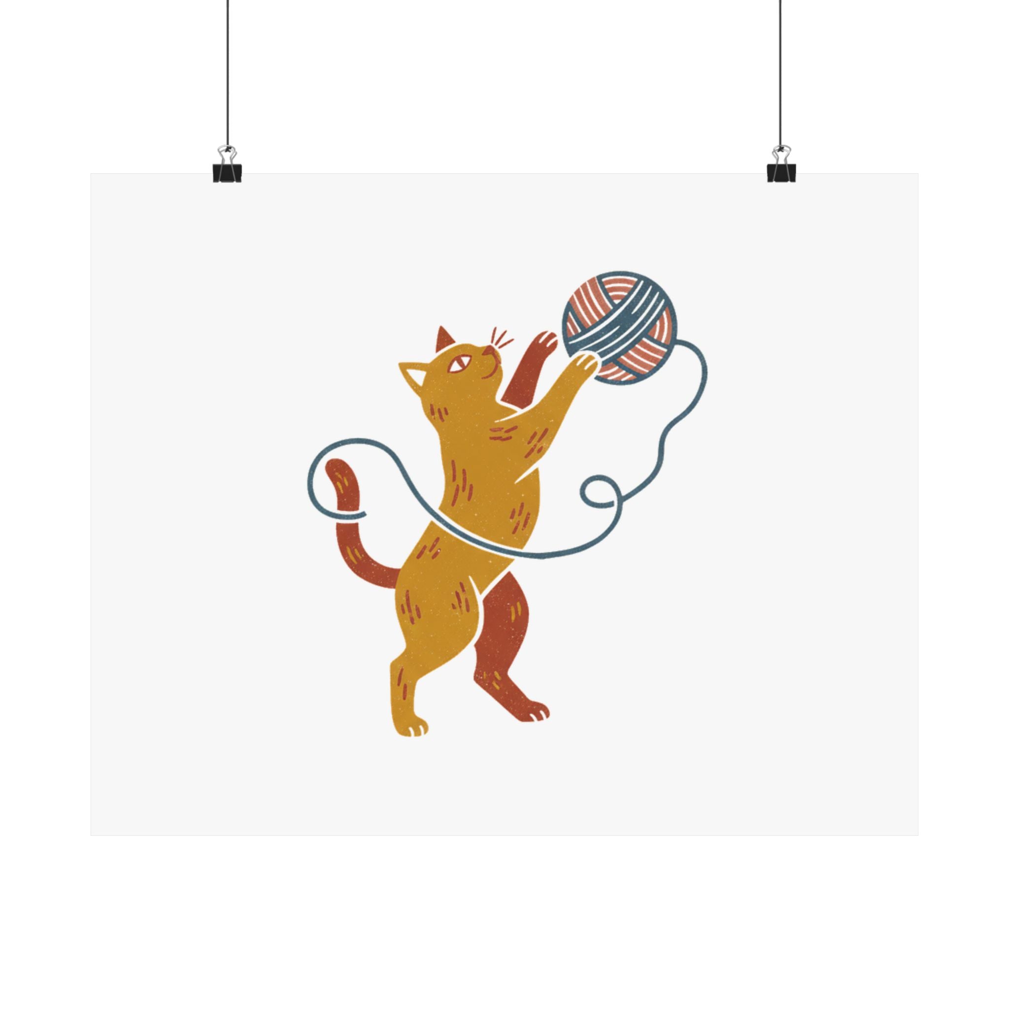 Cat Yarn Ball Poster
