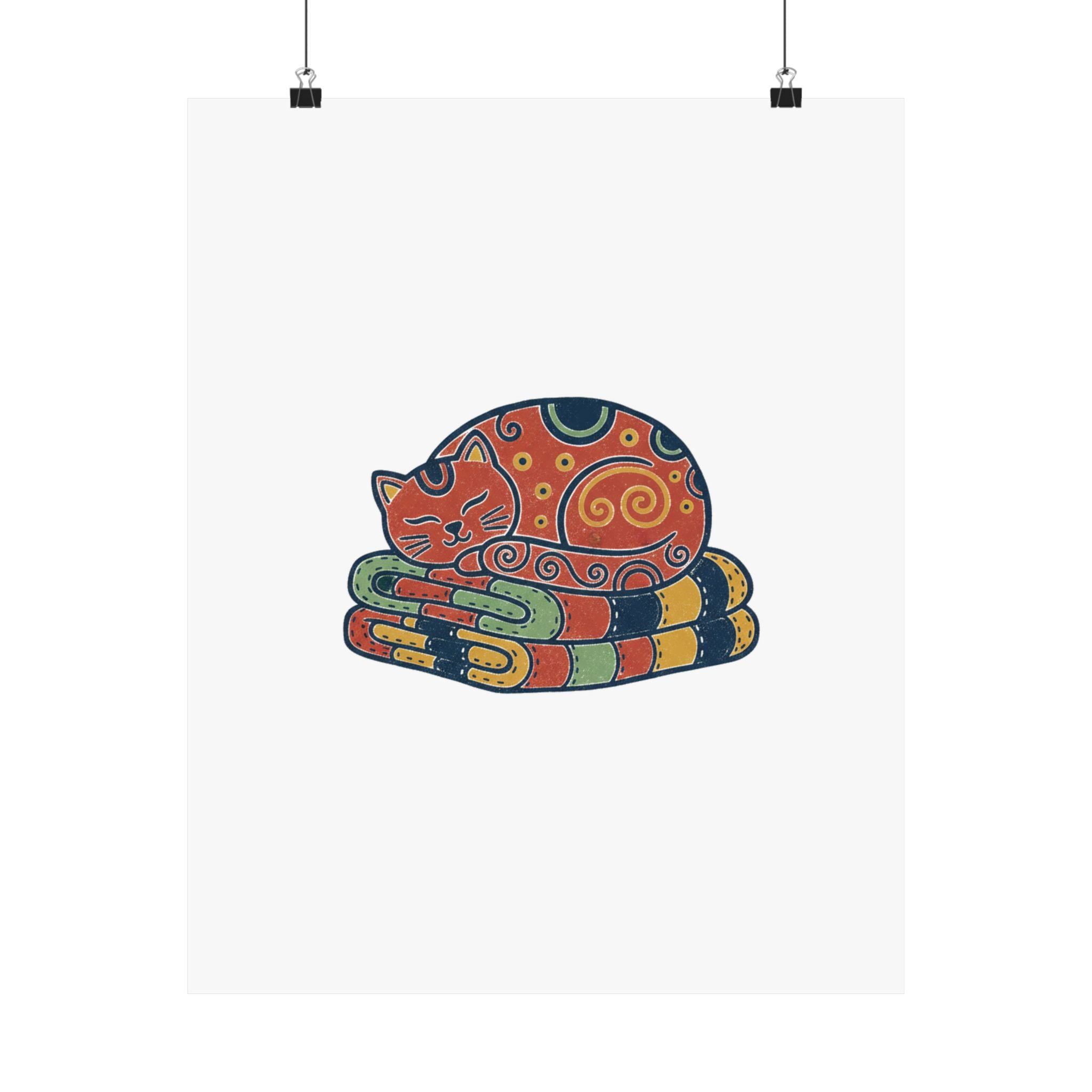 Cat On Quilt Poster