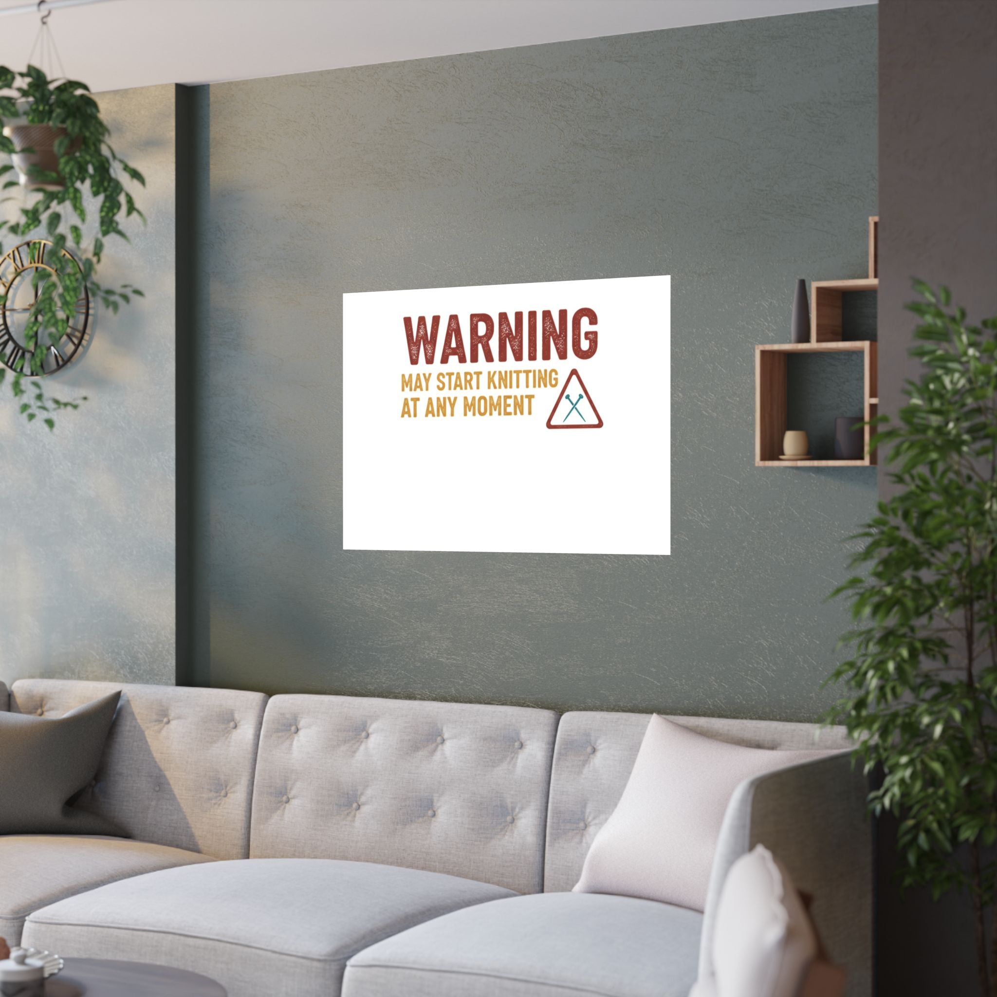 Warning May Knit Poster