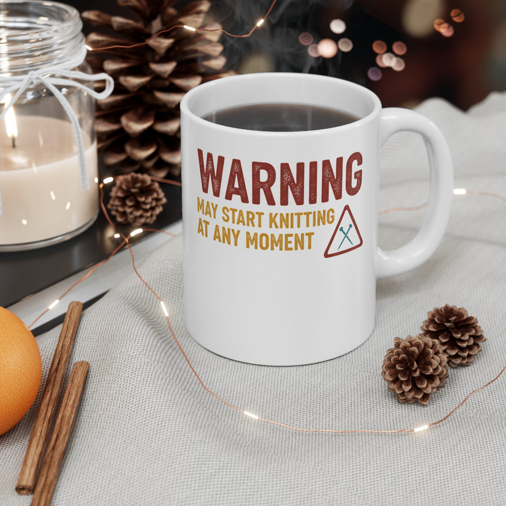 Warning May Knit Mug