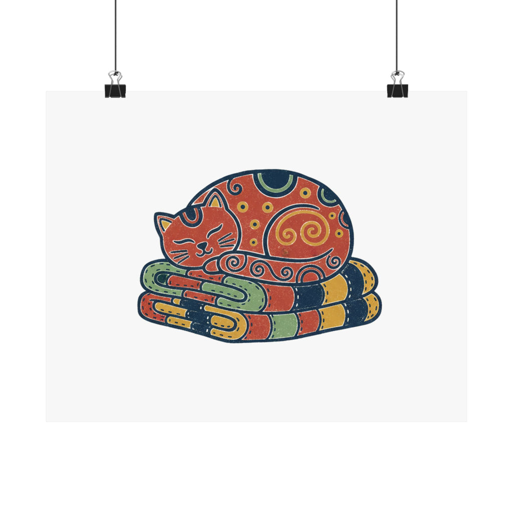 Cat On Quilt Poster
