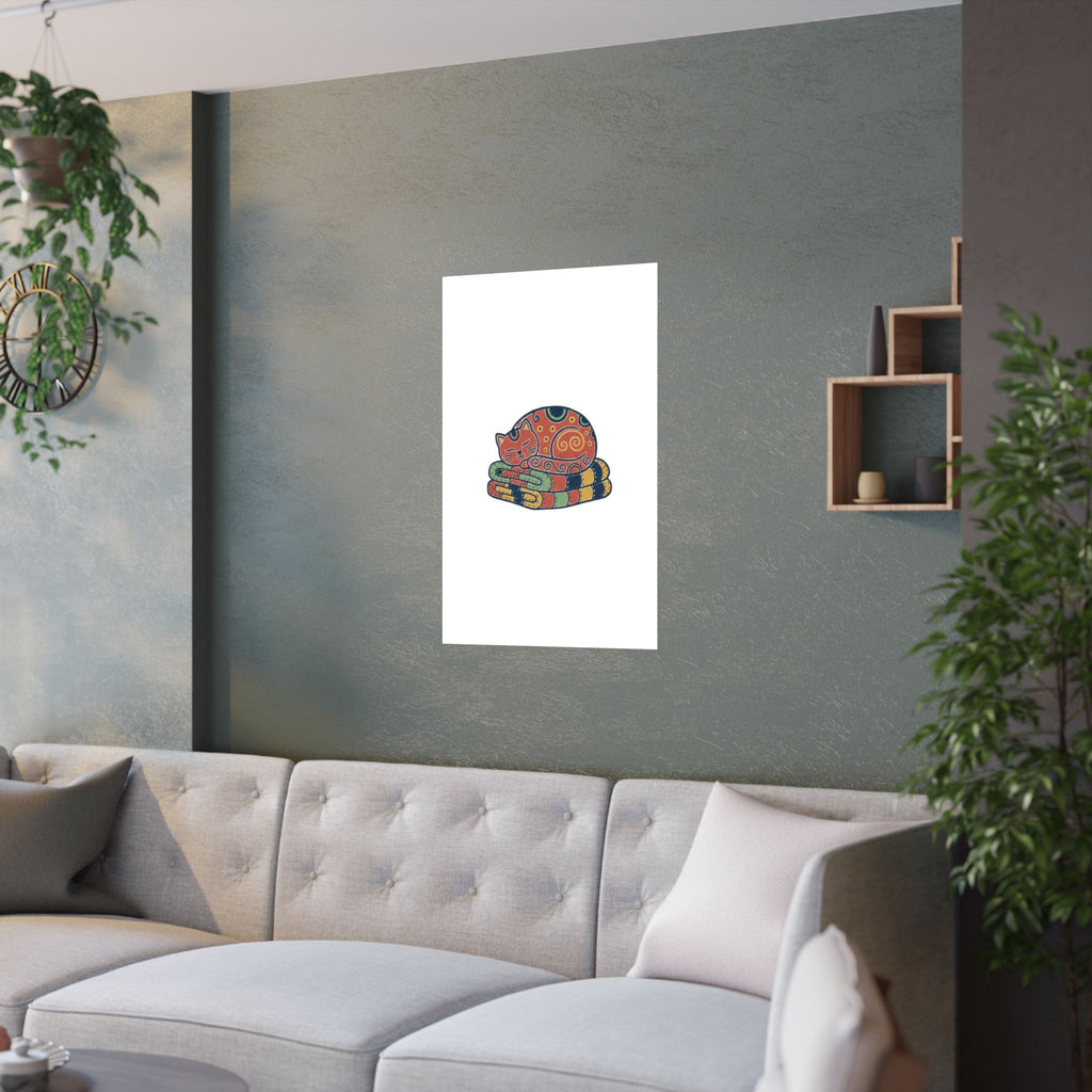 Cat On Quilt Poster